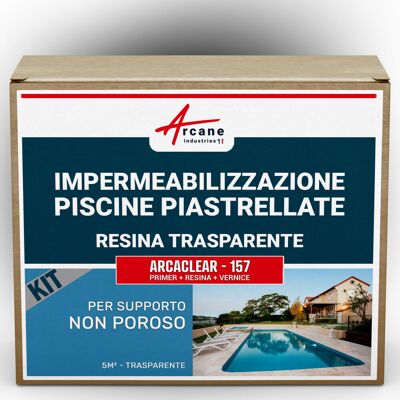 ARCANE INDUSTRIES Kit Di Impermeabilizzazione Per Piscina Piastrellata: Primer, Resina Impermeabilizzante, Finitura: Arcaclear - 157 - 5 M², Supporto Non Poroso Trasparente - ARCANE INDUSTRIES Kit Di Impermeabilizzazione Per Piscina Piastrellata: Primer, Resina Impermeabilizzante, Finitura: Arcaclear - 157 - 5 M², Supporto Non Poroso Trasparente -