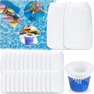 URSUS Confezione Da 30 Calze Filtranti Per Skimmer Da Piscina, Riutilizzabili E Super Elastiche, Pre-filtro Per Cestelli Da Piscina (bianche) URSUS Confezione Da 30 Calze Filtranti Per Skimmer Da Piscina, Riutilizzabili E Super Elastiche, Pre-filtro Per Cestelli Da Piscina (bianche)