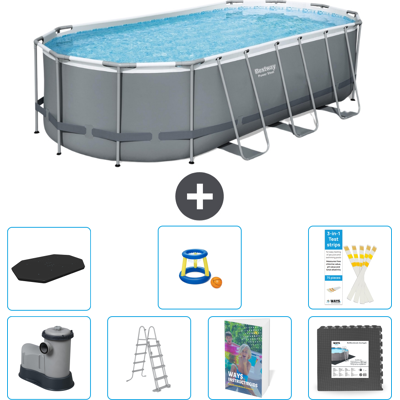 Bestway Piscina Power Steel Ovale - 549x274x122 Cm - 8-pezzi S525 Bestway Piscina Power Steel Ovale - 549x274x122 Cm - 8-pezzi S525