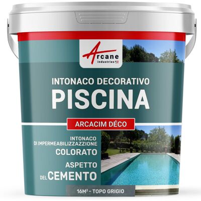 ARCANE INDUSTRIES Intonaco Per Piscine, Decorativo Di Finitura E Impermeabilizzante - Arcacim Deco - 16 M² Topo Grigio - ARCANE INDUSTRIES Intonaco Per Piscine, Decorativo Di Finitura E Impermeabilizzante - Arcacim Deco - 16 M² Topo Grigio -