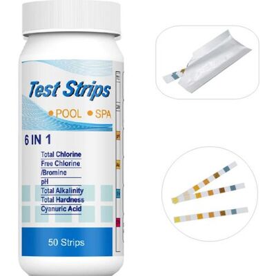OEM Pool Ph Lot De 50 Bandelettes De Test 6 En 1 Pour Piscine / Spa / Jacuzzi Ph / Chlore Total / Chlore Libre / Talcalité Totale/acide Cyanure/dureté De L'Eau OEM Pool Ph Lot De 50 Bandelettes De Test 6 En 1 Pour Piscine / Spa / Jacuzzi Ph / Chlore Total / Chlore Libre / Talcalité Totale/acide Cyanure/dureté De L'Eau