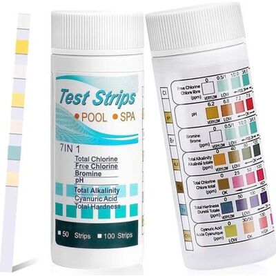 OEM Strisce Reattive 7 In 1 Per Piscine, Strisce Reattive, Test Di Qualità Dell'acqua 7 In 1, 100 Strisce Reattive Per Vasche Idromassaggio E Piscine, Per Determinare Cloro, Cloro Libero, Valore Del Ph E OEM Strisce Reattive 7 In 1 Per Piscine, Strisce Reattive, Test Di Qualità Dell'acqua 7 In 1, 100 Strisce Reattive Per Vasche Idromassaggio E Piscine, Per Determinare Cloro, Cloro Libero, Valore Del Ph E