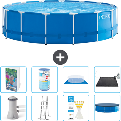 Intex Piscina Con Struttura Rotonda - 457x122 Cm - 9-pezzi S619 Intex Piscina Con Struttura Rotonda - 457x122 Cm - 9-pezzi S619