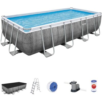 Bestway Piscina Fuori Terra Power Steel Rattan 549x274x122 Cm Con Pompa Filtro A Cartuccia 5.678 L/h Con Copertura E Scaletta Bestway Piscina Fuori Terra Power Steel Rattan 549x274x122 Cm Con Pompa Filtro A Cartuccia 5.678 L/h Con Copertura E Scaletta