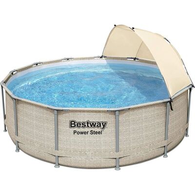 Bestway Power Steel Piscina Fuori Terra Tonda Ø 396 X 107 Cm Con Parasole Bestway Power Steel Piscina Fuori Terra Tonda Ø 396 X 107 Cm Con Parasole
