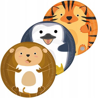 OEM Piatti Di Carta Con Animali Dello Zoo: Tigre, Scimmia, Pinguino, Compleanno, 23 Cm, 8 Pezzi. OEM Piatti Di Carta Con Animali Dello Zoo: Tigre, Scimmia, Pinguino, Compleanno, 23 Cm, 8 Pezzi.