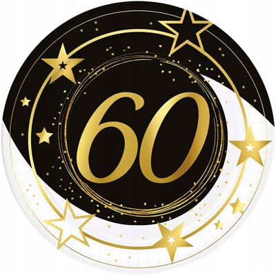 OEM Piatti Di Carta Per Il 60° Compleanno, "sixty" Oro E Nero, 23 Cm, 6 Pezzi OEM Piatti Di Carta Per Il 60° Compleanno, "sixty" Oro E Nero, 23 Cm, 6 Pezzi