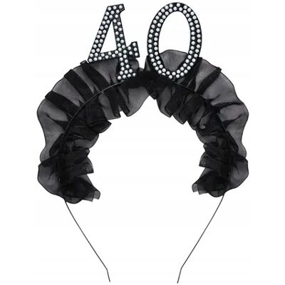 OEM Fascia Nera Per Capelli Con Volant In Tessuto Numero 40 Per La Festa Di Compleanno OEM Fascia Nera Per Capelli Con Volant In Tessuto Numero 40 Per La Festa Di Compleanno