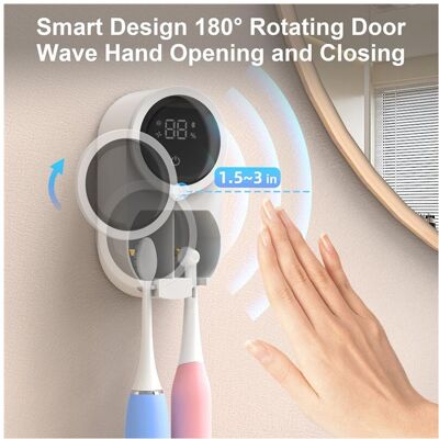 OEM Porta Spazzolini Da Parete Con Funzione Di Pulizia E Asciugatura Tramite Ventola, Coperchio Girevole Automatico E Astuccio Per Spazzolino. OEM Porta Spazzolini Da Parete Con Funzione Di Pulizia E Asciugatura Tramite Ventola, Coperchio Girevole Automatico E Astuccio Per Spazzolino.
