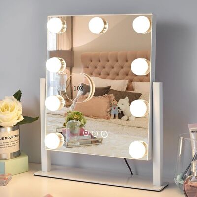 OEM Specchio Da Trucco Illuminato Con 9 Lampadine Dimmerabili Per Spogliatoio E Camera Da Letto, 3 Colori Di Illuminazione, Modalità Staccabili, Ingrandimento 10x, Rotazione Di 360° (bianco, 30,5 X 36,6 C OEM Specchio Da Trucco Illuminato Con 9 Lampadine Dimmerabili Per Spogliatoio E Camera Da Letto, 3 Colori Di Illuminazione, Modalità Staccabili, Ingrandimento 10x, Rotazione Di 360° (bianco, 30,5 X 36,6 C