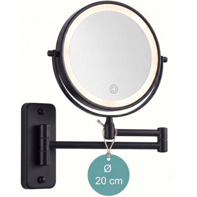 RELAXDAYS Specchio Da Parete Per Trucco, Led, 10x, Ruotabile 360°, Ø 20 Cm, Metallo, Batteria Ricaricabile, Usb, Nero RELAXDAYS Specchio Da Parete Per Trucco, Led, 10x, Ruotabile 360°, Ø 20 Cm, Metallo, Batteria Ricaricabile, Usb, Nero