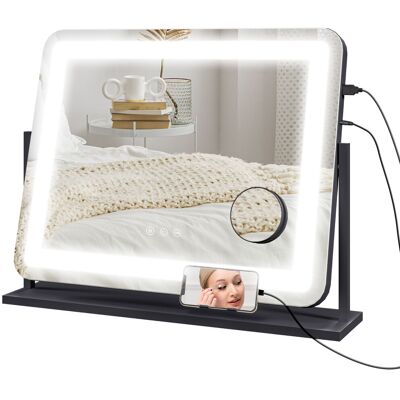 TORMATOR Specchio Illuminato A Led Con 3 Modalità Di Illuminazione, Ingrandimento 10x, Porta Di Ricarica Usb, Comandi Touch, 62,5 X 52 Cm TORMATOR Specchio Illuminato A Led Con 3 Modalità Di Illuminazione, Ingrandimento 10x, Porta Di Ricarica Usb, Comandi Touch, 62,5 X 52 Cm