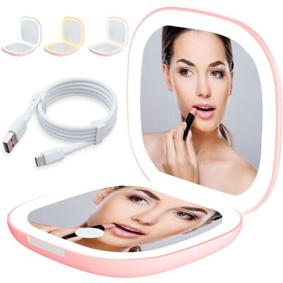 OEM Specchio Led Compatto Con Ingrandimento 1x/10x, Rosa, Diametro 9 Cm, Spessore 1,7 Cm, Ricaricabile Tramite Usb, Luminosità Sensibile Al Tocco, Perfetto Per Il Trucco, Regali Per OEM Specchio Led Compatto Con Ingrandimento 1x/10x, Rosa, Diametro 9 Cm, Spessore 1,7 Cm, Ricaricabile Tramite Usb, Luminosità Sensibile Al Tocco, Perfetto Per Il Trucco, Regali Per