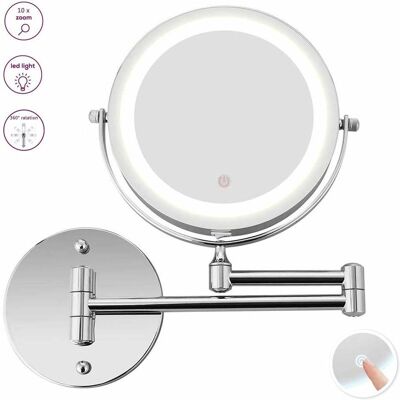 OEM Specchio Per Il Trucco Illuminato A Led - Ingrandimento 10x, Specchio Da Bagno A Parete Illuminato, Braccio Flessibile A Collo D'Oca Su Entrambi I Lati, Rotazione A 360° Con Cavo Usb OEM Specchio Per Il Trucco Illuminato A Led - Ingrandimento 10x, Specchio Da Bagno A Parete Illuminato, Braccio Flessibile A Collo D'Oca Su Entrambi I Lati, Rotazione A 360° Con Cavo Usb