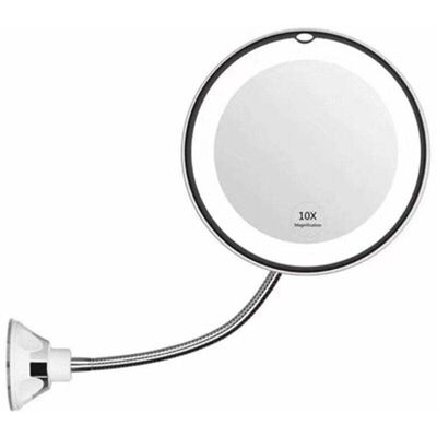 OEM Specchio Da Trucco Crezuo Con Ingrandimento 10x, Ventosa E Luce Led, Ideale Per Il Bagno. OEM Specchio Da Trucco Crezuo Con Ingrandimento 10x, Ventosa E Luce Led, Ideale Per Il Bagno.