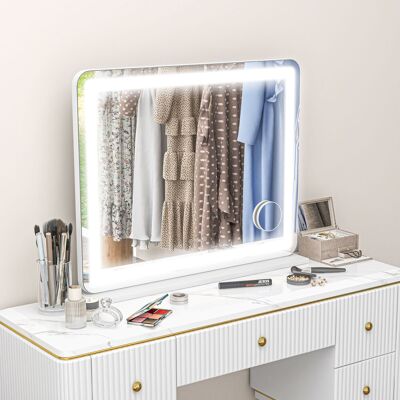 PZCC Specchio Illuminato A Led Con 3 Modalità Di Illuminazione, Ingrandimento 10x, Porta Di Ricarica Usb, Comandi Touch - 80 X 62 Cm PZCC Specchio Illuminato A Led Con 3 Modalità Di Illuminazione, Ingrandimento 10x, Porta Di Ricarica Usb, Comandi Touch - 80 X 62 Cm