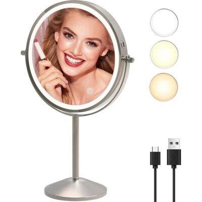 OEM Specchio Per Il Trucco Illuminato, Ingrandimento 1x/10x, Specchio Per Il Trucco Con Luce Led Colorata, Ricaricabile Tramite Usb, Nichel (71n) OEM Specchio Per Il Trucco Illuminato, Ingrandimento 1x/10x, Specchio Per Il Trucco Con Luce Led Colorata, Ricaricabile Tramite Usb, Nichel (71n)