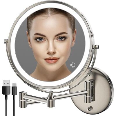 OEM Specchio Per Il Trucco Ricaricabile Da Parete – Doppia Faccia Con Ingrandimento 1x/5x/10x, 3 Temperature Di Colore Regolabilitftf Marrone Chiaro OEM Specchio Per Il Trucco Ricaricabile Da Parete – Doppia Faccia Con Ingrandimento 1x/5x/10x, 3 Temperature Di Colore Regolabilitftf Marrone Chiaro
