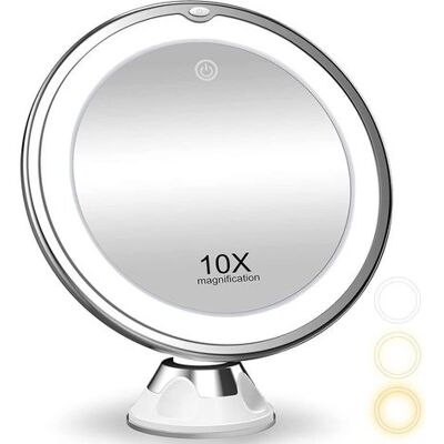 OEM Specchio Per Il Trucco Con Ingrandimento 10x E Luce, Illuminazione A 3 Colori, Specchio Da Doccia Con Ventosa, Interruttore Intelligente, Rotazione A 360 Gradi, Portatile Per Un Trucco Preciso E Rilas OEM Specchio Per Il Trucco Con Ingrandimento 10x E Luce, Illuminazione A 3 Colori, Specchio Da Doccia Con Ventosa, Interruttore Intelligente, Rotazione A 360 Gradi, Portatile Per Un Trucco Preciso E Rilas