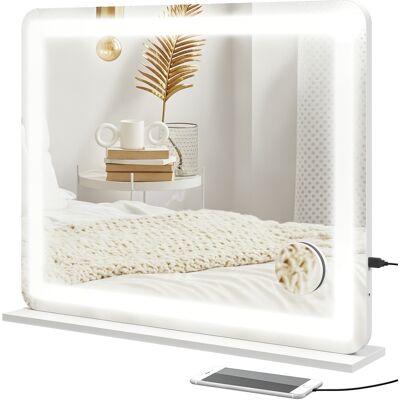 TREETALK Specchio Illuminato A Led Con 3 Modalità Di Illuminazione, Ingrandimento 10x, Porta Di Ricarica Usb, Comandi Touch - 80 X 62 Cm TREETALK Specchio Illuminato A Led Con 3 Modalità Di Illuminazione, Ingrandimento 10x, Porta Di Ricarica Usb, Comandi Touch - 80 X 62 Cm