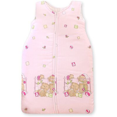 OEM Sacco A Pelo In Cotone Per Bambini M 6-12 Mesi Tog 2.5 Tutto L'Anno Orsetti In Un Letto Su Sfondo Rosa OEM Sacco A Pelo In Cotone Per Bambini M 6-12 Mesi Tog 2.5 Tutto L'Anno Orsetti In Un Letto Su Sfondo Rosa