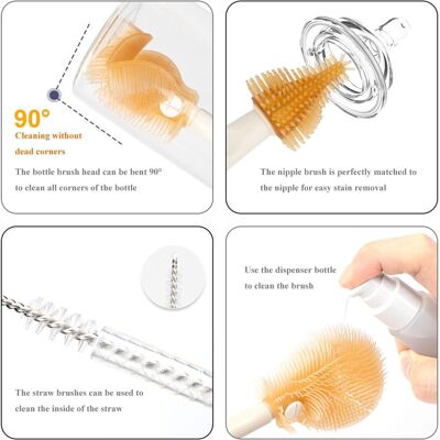 OEM Il Set Di Spazzole Portatili Per Biberon Senza Bpa Comprende Una Spazzola Per Tettarelle, Una Spazzola Per Cannuccia, Uno Scolapiatti E Una Scatola Per Riporre Il Biberon. OEM Il Set Di Spazzole Portatili Per Biberon Senza Bpa Comprende Una Spazzola Per Tettarelle, Una Spazzola Per Cannuccia, Uno Scolapiatti E Una Scatola Per Riporre Il Biberon.