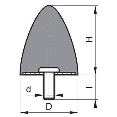 Blocco ammortizzatore gomma-metallo - M16x42 - 136mm Blocco ammortizzatore gomma-metallo - M16x42 - 136mm