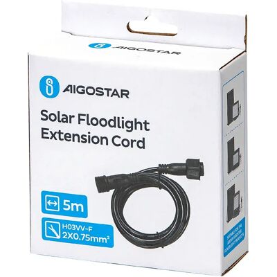Cavo di prolunga nero da 5 m per proiettori solari Cavo di prolunga nero da 5 m per proiettori solari