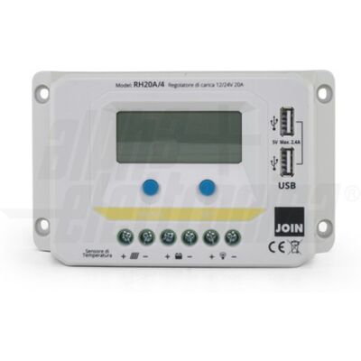 Alpha Regolatore Di Carica Pwm 12/24v 20a Con Display, Uscita Usb 5v E Crepuscolare Configurabile Alpha Regolatore Di Carica Pwm 12/24v 20a Con Display, Uscita Usb 5v E Crepuscolare Configurabile