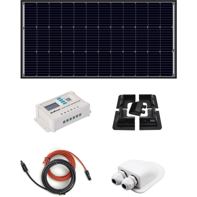 ALCAPOWER Kit Fotovoltaico 110w Monocristallino Per Camper, Barche E Caravan Con Regolatore Pwm 10a Lcd ALCAPOWER Kit Fotovoltaico 110w Monocristallino Per Camper, Barche E Caravan Con Regolatore Pwm 10a Lcd