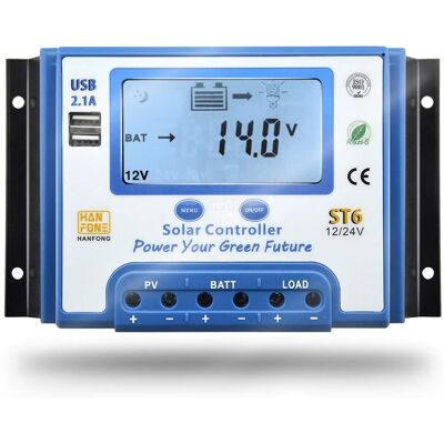 OEM Regolatore Di Carica Solare 30a Regolatore Di Carica Solare 12v/24v Con Display Lcd E Doppia Porta Usb Per Batteria Del Pannello Solare - St6-30a OEM Regolatore Di Carica Solare 30a Regolatore Di Carica Solare 12v/24v Con Display Lcd E Doppia Porta Usb Per Batteria Del Pannello Solare - St6-30a