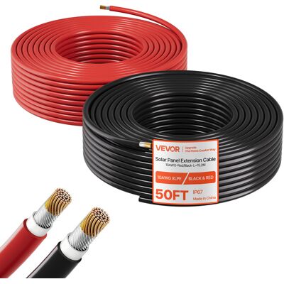 VEVOR Cavo Di Prolunga Per Pannello Solare Cavo Calibro 6 Mm² Prolunga Sistema Fotovoltaico 15,24 M Nero+rosso Uso Esterno Auto Camper Corrente 30 A Temperatura -40°c A 90°c Ip67 Tensione Cc 1500v VEVOR Cavo Di Prolunga Per Pannello Solare Cavo Calibro 6 Mm² Prolunga Sistema Fotovoltaico 15,24 M Nero+rosso Uso Esterno Auto Camper Corrente 30 A Temperatura -40°c A 90°c Ip67 Tensione Cc 1500v