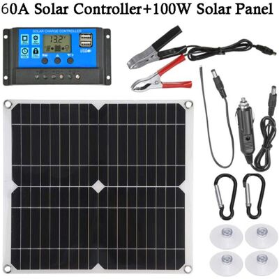 OEM Kit Pannello Solare Crezuo 100w 60a 12v Con Regolatore Di Carica Della Batteria.-crezuo OEM Kit Pannello Solare Crezuo 100w 60a 12v Con Regolatore Di Carica Della Batteria.-crezuo