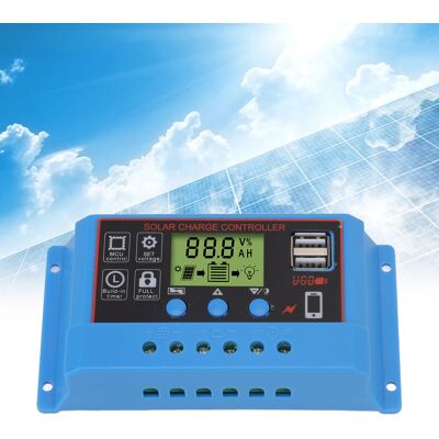 OEM Regolatore Di Carica Solare 12v/24v Lcd 20a Con Usb, Abs Nero/blu Per Pannello Solare, Segnale Luminoso E Di Avvertimento OEM Regolatore Di Carica Solare 12v/24v Lcd 20a Con Usb, Abs Nero/blu Per Pannello Solare, Segnale Luminoso E Di Avvertimento