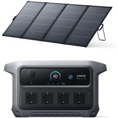 Anker Kit Solix C2000 Gen 2 Con Pannello Solare Bifacciale 400w - 2048wh, Generatore 4x2400w Anker Kit Solix C2000 Gen 2 Con Pannello Solare Bifacciale 400w - 2048wh, Generatore 4x2400w