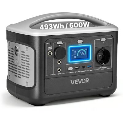 VEVOR Centrale Elettrica Portatile Da Esterno Generatore Da 600 W Batteria Backup Lifepo4 Da 493 Wh Con 7 Porte Di Uscita Per Emergenza, Generatore Solare Per Campeggio Viaggio, Senza Pannello Solare VEVOR Centrale Elettrica Portatile Da Esterno Generatore Da 600 W Batteria Backup Lifepo4 Da 493 Wh Con 7 Porte Di Uscita Per Emergenza, Generatore Solare Per Campeggio Viaggio, Senza Pannello Solare