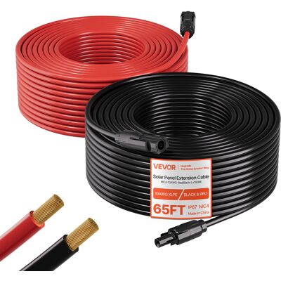 VEVOR Cavo Di Prolunga Per Pannello Solare Cavo Modulo Pannello Solare Calibro 6 Mm² Prolunga Connettori Mc4 19,81 M Per Uso Esterno Auto Camper Guaina Ignifuga Corrente 30 A Temperatura -40°c A 90°c VEVOR Cavo Di Prolunga Per Pannello Solare Cavo Modulo Pannello Solare Calibro 6 Mm² Prolunga Connettori Mc4 19,81 M Per Uso Esterno Auto Camper Guaina Ignifuga Corrente 30 A Temperatura -40°c A 90°c