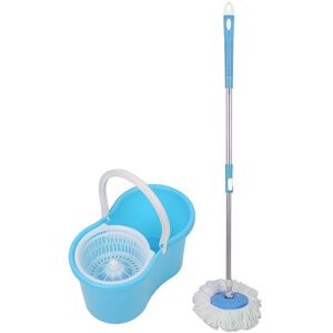 HALOYO 360° Mop Girevole Con Secchio, 2 Testina Di Ricambio In Microfibra Di Cotone, Palo Telescopico Blu HALOYO 360° Mop Girevole Con Secchio, 2 Testina Di Ricambio In Microfibra Di Cotone, Palo Telescopico Blu