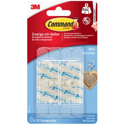 3M - Blister 6 Piccoli Appendini Trasparenti 8 Strisce 225gr 17006clr Command 3M - Blister 6 Piccoli Appendini Trasparenti 8 Strisce 225gr 17006clr Command