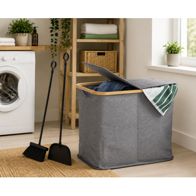 NORTHIX Set Per Il Bucato E La Pulizia Del Caminetto (2 Pezzi) – Cestino Doppio Per Il Bucato Grigio E Set Composto Da Scopa E Paletta Per La Cenere NORTHIX Set Per Il Bucato E La Pulizia Del Caminetto (2 Pezzi) – Cestino Doppio Per Il Bucato Grigio E Set Composto Da Scopa E Paletta Per La Cenere