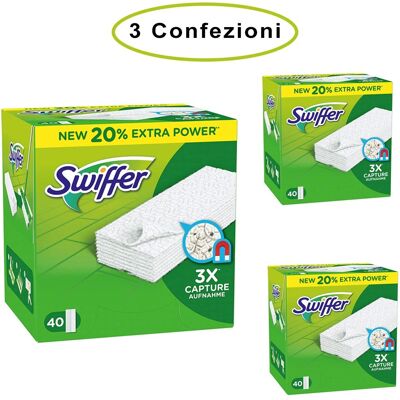 SWIFFER Panni Di Ricambio Cattura Polvere Per Scopa 3 Confezioni Da 40 Panni SWIFFER Panni Di Ricambio Cattura Polvere Per Scopa 3 Confezioni Da 40 Panni