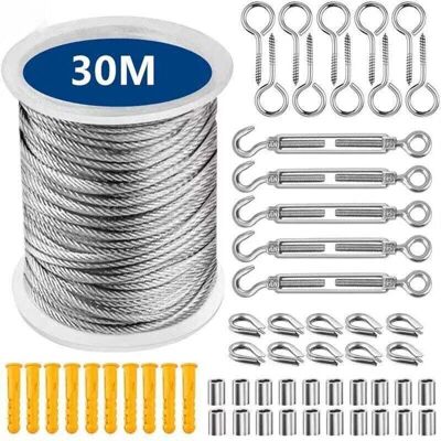 LIIYIELA Cavo Per Stendibiancheria In Acciaio Inox, Corda Per Appendere In Acciaio Inox, Stendibiancheria Da Esterno, Stendino Per Abiti Da Esterno, Cavo Metallico Da Esterno, Kit Di Protezione Con Cavo In Acc LIIYIELA Cavo Per Stendibiancheria In Acciaio Inox, Corda Per Appendere In Acciaio Inox, Stendibiancheria Da Esterno, Stendino Per Abiti Da Esterno, Cavo Metallico Da Esterno, Kit Di Protezione Con Cavo In Acc