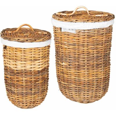VIDAXL Cesto Per La Biancheria Con Coperchio 2 Pz Marrone VIDAXL Cesto Per La Biancheria Con Coperchio 2 Pz Marrone