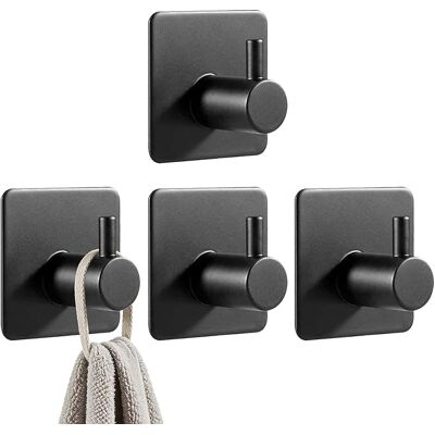 OEM Ganci Adesivi Da Parete - 4 Ganci Resistenti In Acciaio Inossidabile Nero - Gancio Per Asciugamani Da Cucina E Gancio Per Bagno Dietro Le Porte - Non Richiede Foratura OEM Ganci Adesivi Da Parete - 4 Ganci Resistenti In Acciaio Inossidabile Nero - Gancio Per Asciugamani Da Cucina E Gancio Per Bagno Dietro Le Porte - Non Richiede Foratura