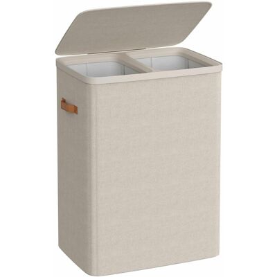 SONGMICS Cestino per biancheria - 170L, 2 Scomparti, Coperchio, Manici SONGMICS Cestino per biancheria - 170L, 2 Scomparti, Coperchio, Manici