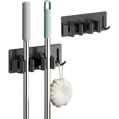 XISRENS Porta Scopa In Acciaio Inox, Appendiabiti Da Parete Senza Foratura, Porta Scopa A 2 Scomparti Con 1 Gancio Per Cucina, Bagno, Giardino, Garage, 2 Pezzi, Nero XISRENS Porta Scopa In Acciaio Inox, Appendiabiti Da Parete Senza Foratura, Porta Scopa A 2 Scomparti Con 1 Gancio Per Cucina, Bagno, Giardino, Garage, 2 Pezzi, Nero