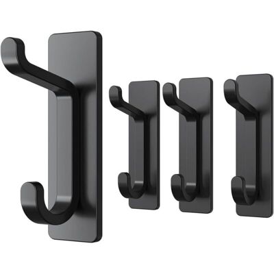 ENLENK Shining House Ganci Adesivi Da Parete, Portasalviette Per Bagno, Appendino Per Asciugamani Da Cucina, Appendiabiti Adesivo, Supporto Murale Senza Foratura, Impermeabile, Antiruggine, Nero, 4 Pezzi ENLENK Shining House Ganci Adesivi Da Parete, Portasalviette Per Bagno, Appendino Per Asciugamani Da Cucina, Appendiabiti Adesivo, Supporto Murale Senza Foratura, Impermeabile, Antiruggine, Nero, 4 Pezzi