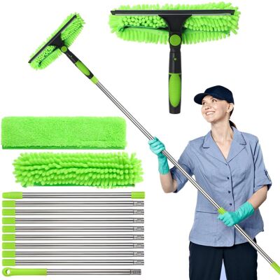 OEM Tergivetro Da 425 Cm Con Manico Telescopico, Lavavetri 3 In 1 Con Tergivetro In Silicone E 3 Spazzole In Microfibra, Kit Professionale Per La Pulizia Di Finestre E Auto OEM Tergivetro Da 425 Cm Con Manico Telescopico, Lavavetri 3 In 1 Con Tergivetro In Silicone E 3 Spazzole In Microfibra, Kit Professionale Per La Pulizia Di Finestre E Auto