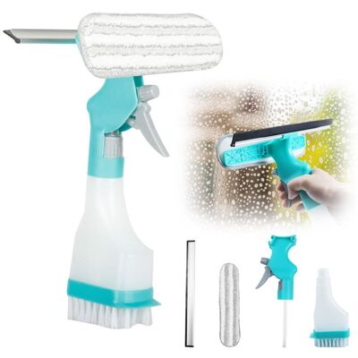 DPZO Tergivetro E Mocio Spray 4 In 1, Kit Per La Pulizia Dei Vetri, Detergente Per Vetri Con Flacone Spray, Per Finestre, Bagno, Cucina, Auto, Specchi DPZO Tergivetro E Mocio Spray 4 In 1, Kit Per La Pulizia Dei Vetri, Detergente Per Vetri Con Flacone Spray, Per Finestre, Bagno, Cucina, Auto, Specchi