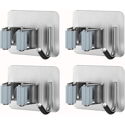 DPZO Porta Scopa Da Parete In Acciaio Inox, Porta Scopa Autoadesivo Con Ganci Per Cucina, Giardino, Bagno DPZO Porta Scopa Da Parete In Acciaio Inox, Porta Scopa Autoadesivo Con Ganci Per Cucina, Giardino, Bagno